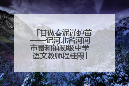 甘做春泥谨护苗——记河北省河间市景和镇初级中学语文教师程桂霞